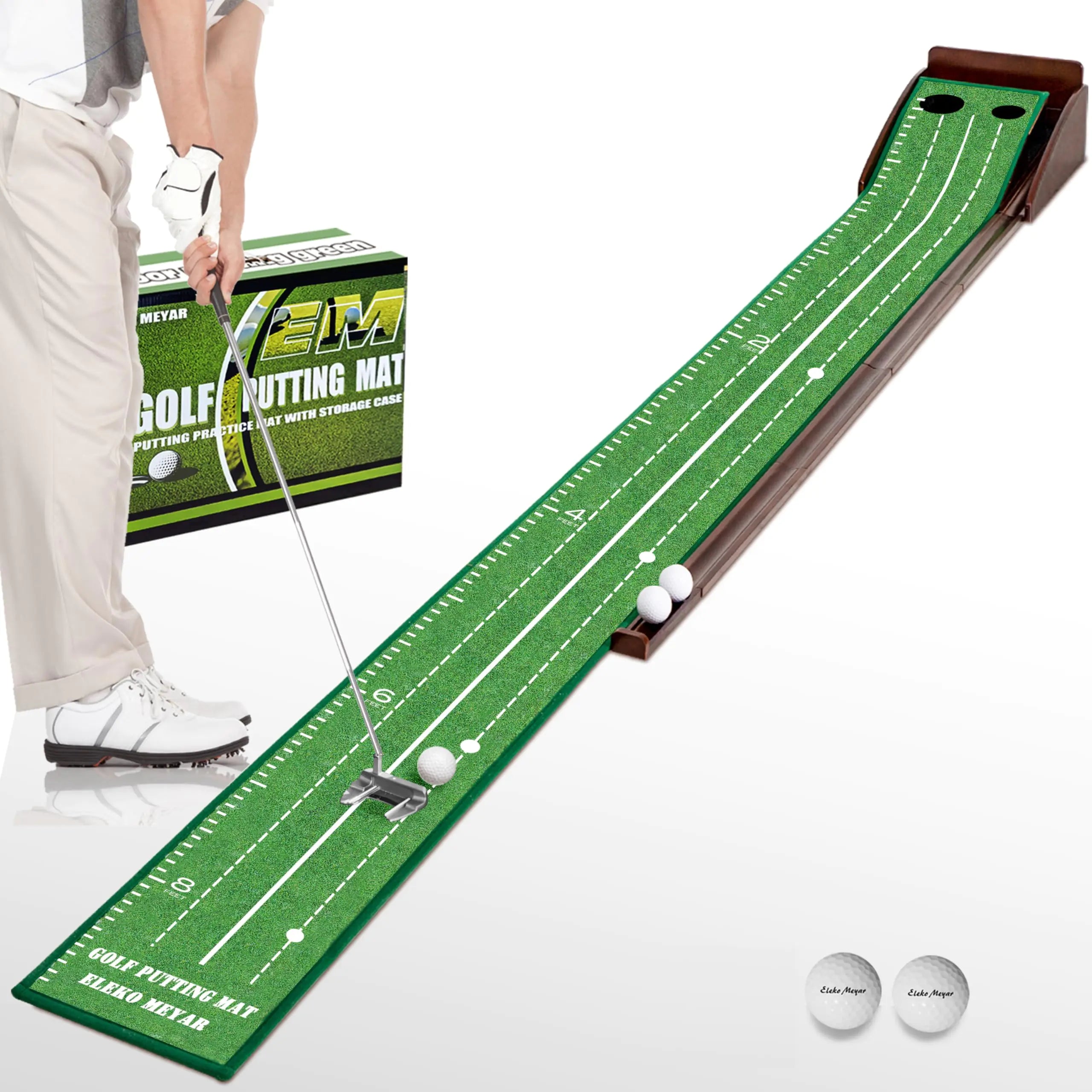 Indoor Golf Putting Mat - Outdoor Putting Green with Ball Return 2.5in & 3.5in Holes